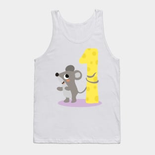 Cute Mouse with the number one 1 Birthday Design Tank Top